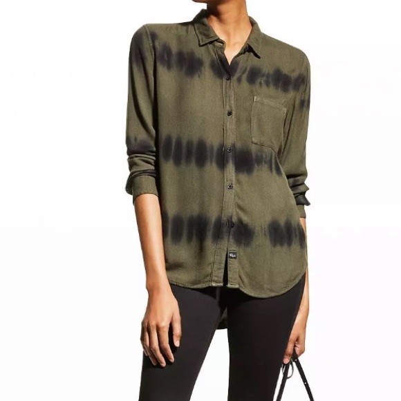 NWT Rails Hunter shirt Olive Black Tie Dye Top long sleeves Rayon Size Medium - Picture 2 of 8